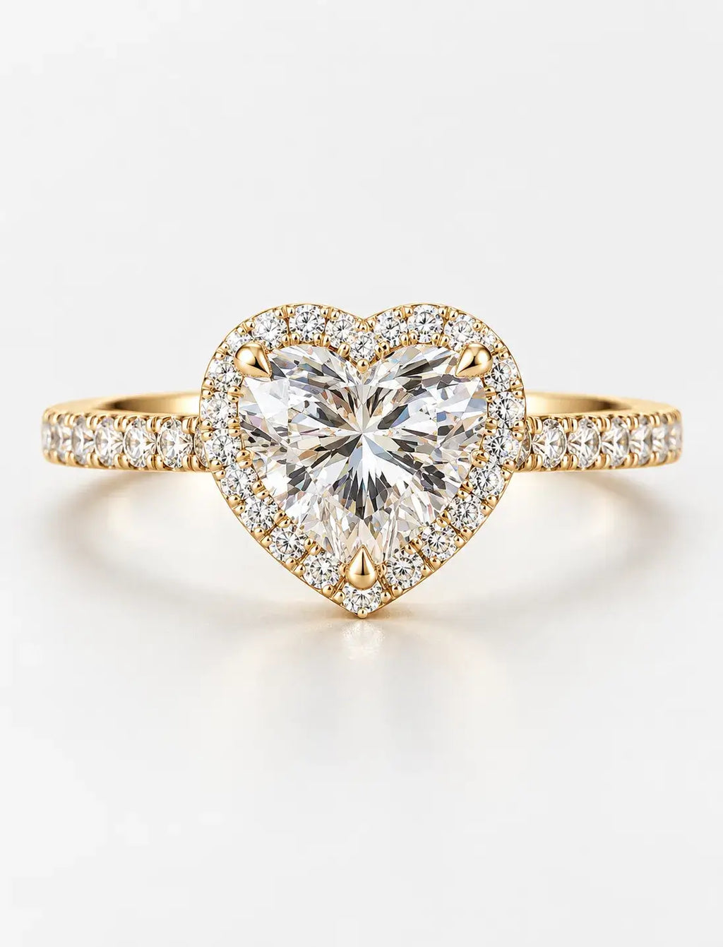 IGI Certified Lab Grown Majestic Heart Infinite Love Halo Pavé Diamond Engagement Ring in Gold & Platinum