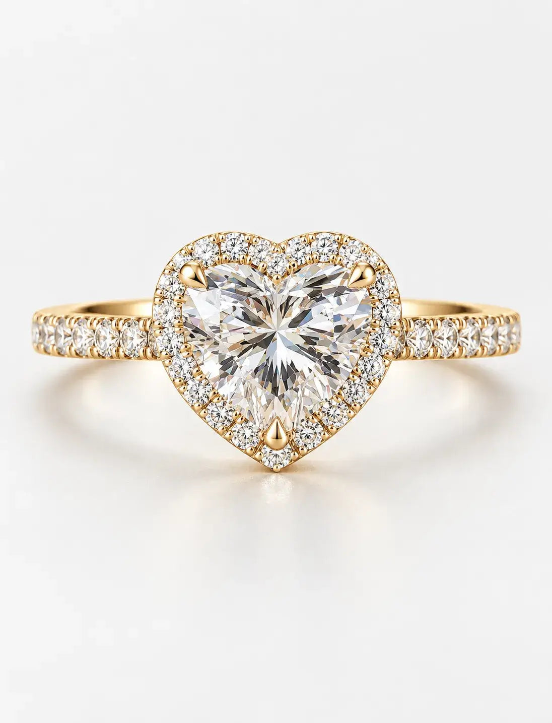 IGI Certified Lab Grown Majestic Heart Infinite Love Halo Pavé Diamond Engagement Ring in Gold & Platinum