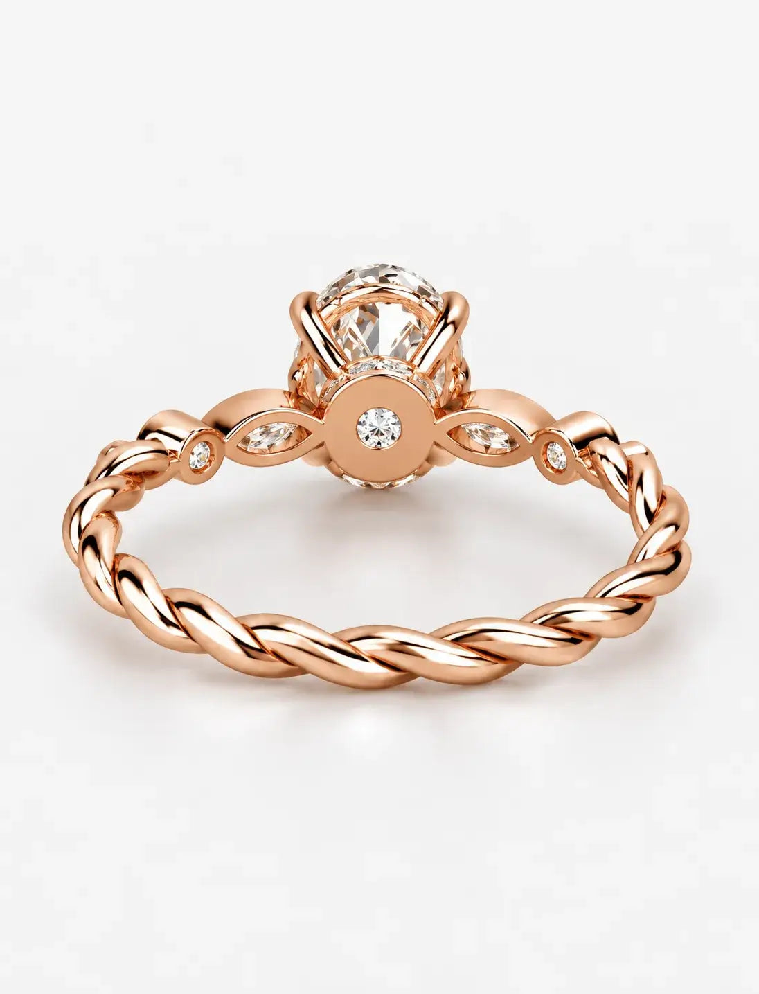 IGI Certified Lab Grown Versailles-Inspired Oval Solitaire Ring with Marquise & Round Diamond Side Stones in Gold & Platinum