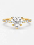 IGI Certified Lab Grown Heart-Cut Solitaire Diamond Engagement Ring with a Pavé Diamond Band in Gold & Platinum