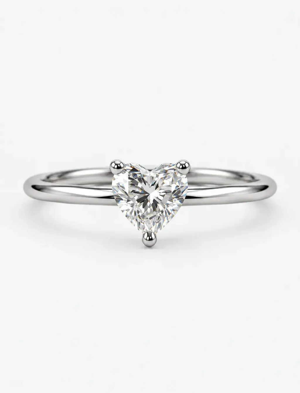 Lab Grown IGI Certified Classic Heart-Shaped Three-Prong Solitaire Engagement Ring in Gold & Platinum