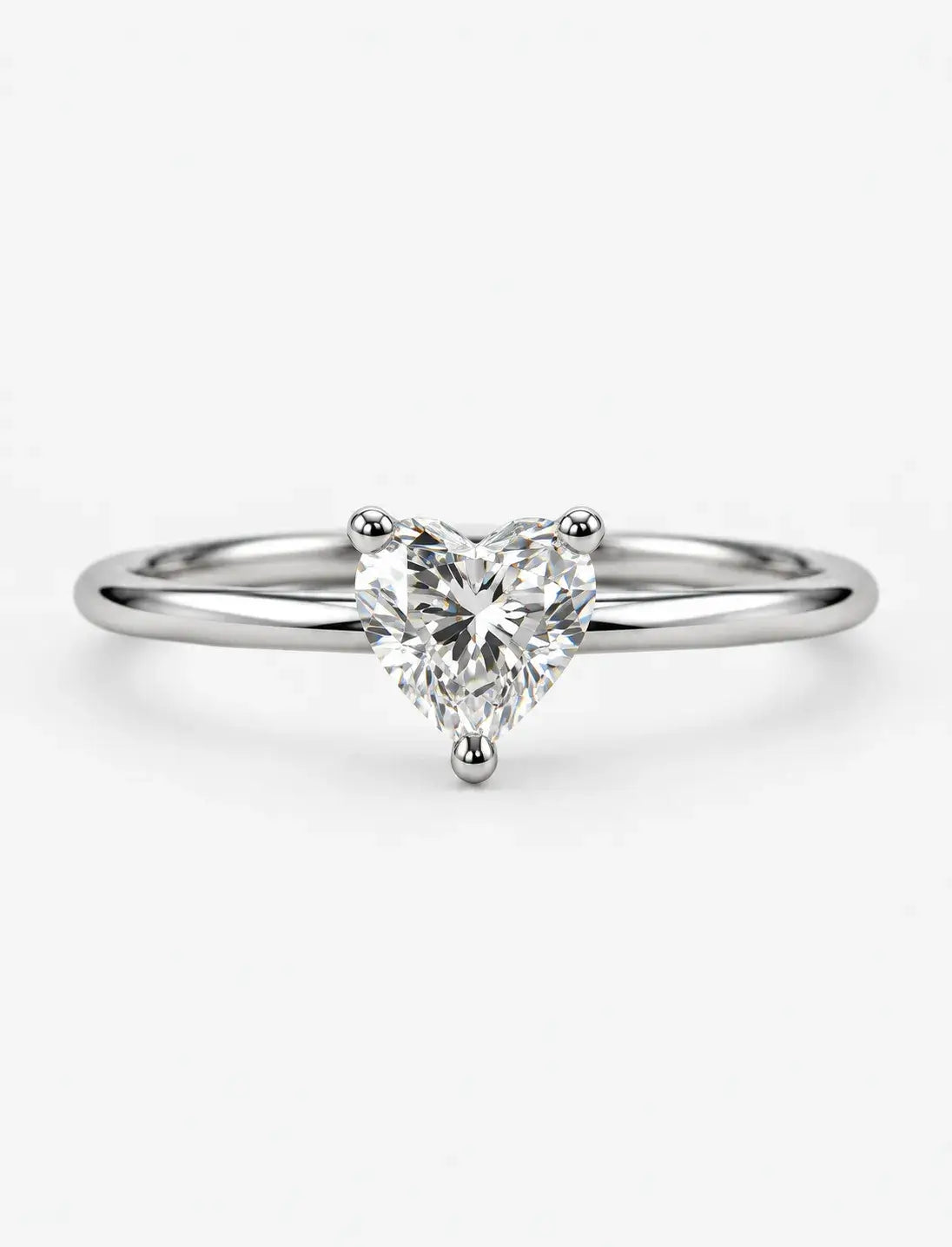 Lab Grown IGI Certified Classic Heart-Shaped Three-Prong Solitaire Engagement Ring in Gold & Platinum