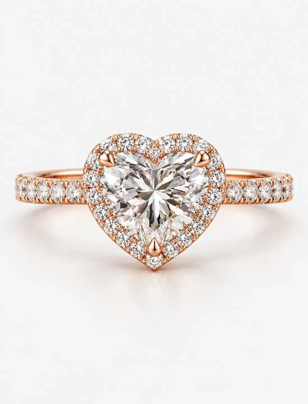 IGI Certified Lab Grown Majestic Heart Infinite Love Halo Pavé Diamond Engagement Ring in Gold & Platinum