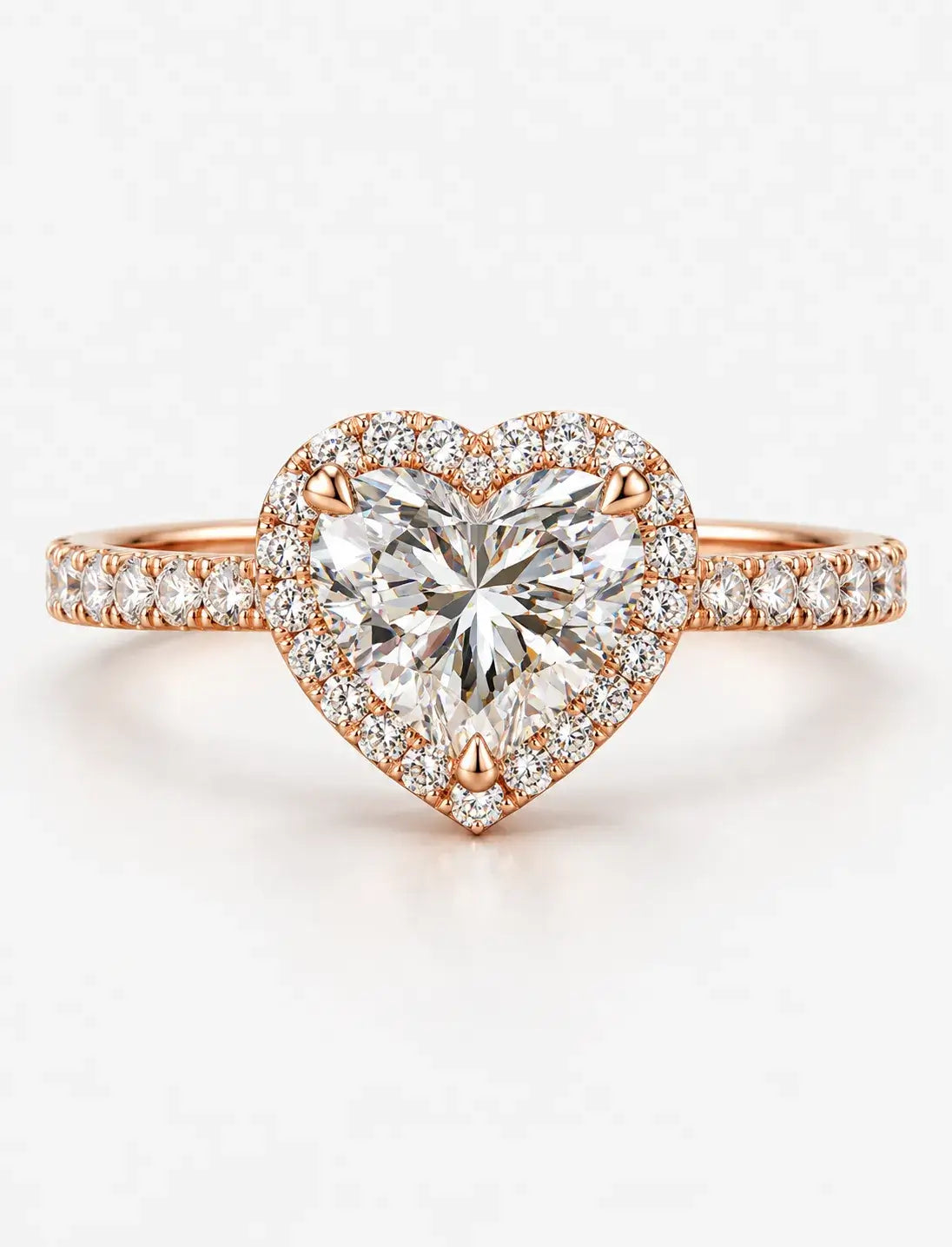 IGI Certified Lab Grown Majestic Heart Infinite Love Halo Pavé Diamond Engagement Ring in Gold & Platinum