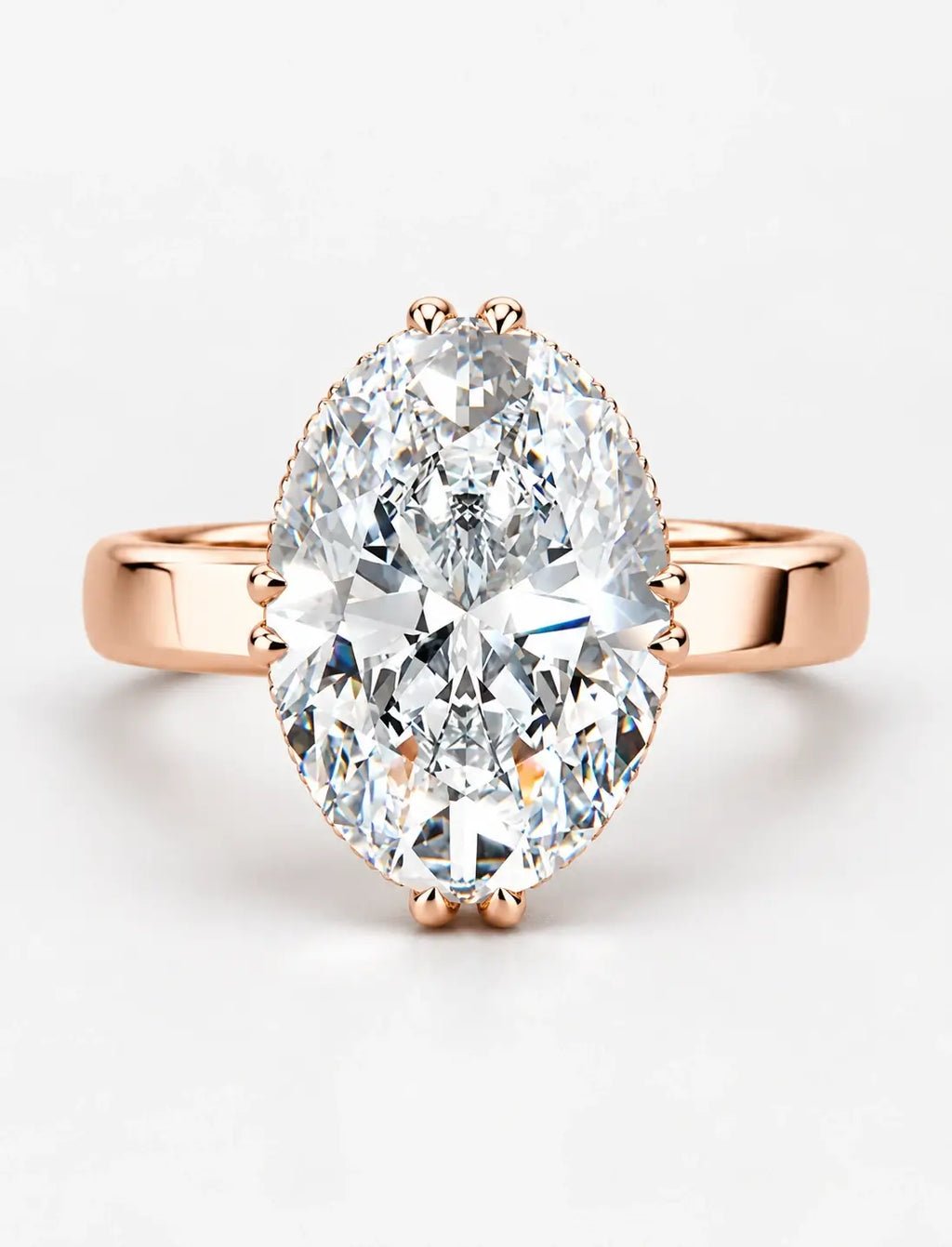 IGI Certified Lab-Grown Minimalist Elegance Oval Hidden Halo Engagement Ring with Flush-Set Diamond Band in Gold & Platinum