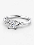 Lab Grown IGI Certified Kite-Set Princess-Cut Split-Shank Three-Stone Engagement Ring in Gold & Platinum
