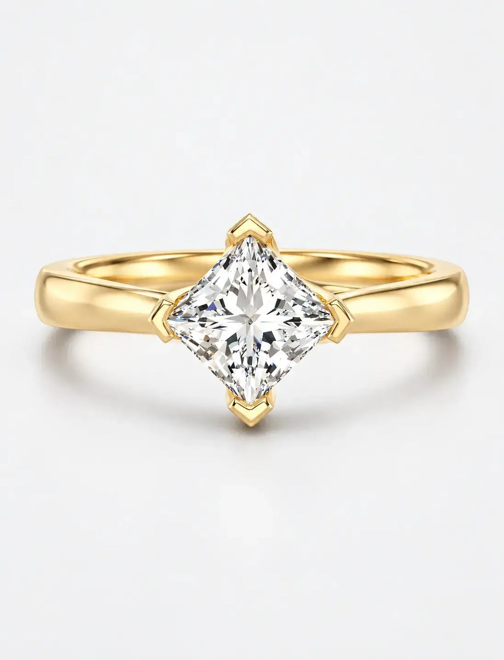 Lab-Grown IGI-Certified Seraphina Princess-Cut Solitaire Bypass Engagement Ring in Gold & Platinum