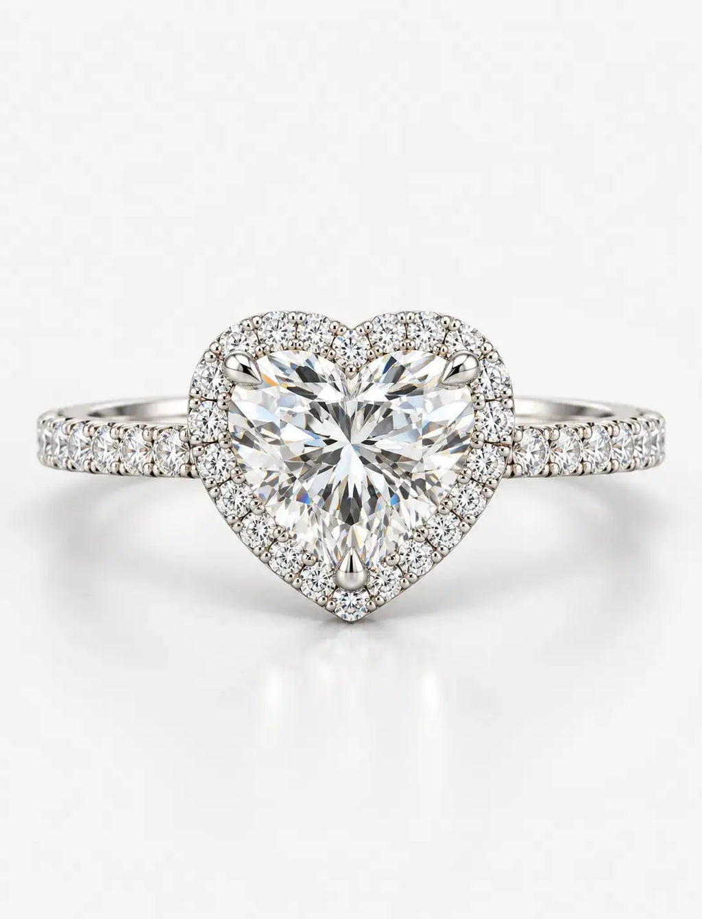 IGI Certified Lab Grown Majestic Heart Infinite Love Halo Pavé Diamond Engagement Ring in Gold & Platinum
