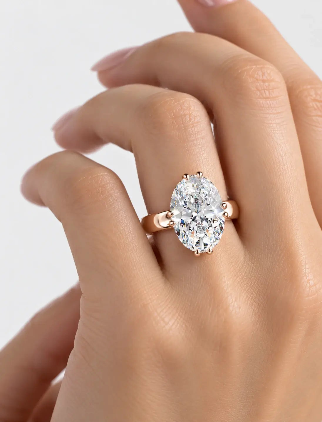 IGI Certified Lab-Grown Minimalist Elegance Oval Hidden Halo Engagement Ring with Flush-Set Diamond Band in Gold & Platinum