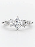 Lab Grown IGI Certified Compass-Set Princess-Cut Diamond Engagement Ring with Asymmetrical Cluster Accents in Gold & Platinum