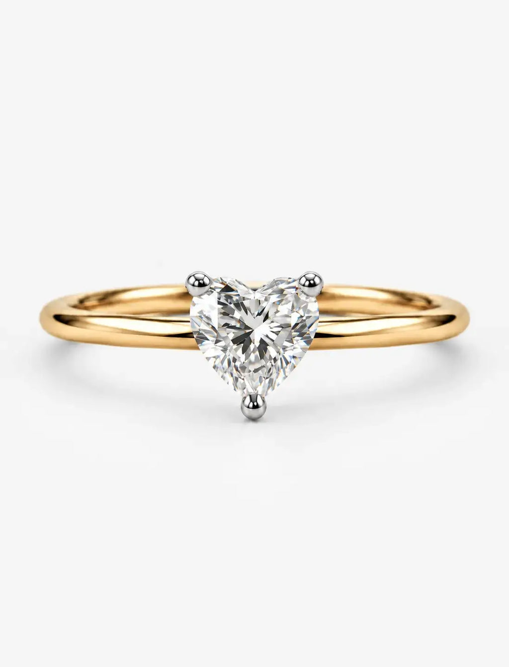 Lab Grown IGI Certified Classic Heart-Shaped Three-Prong Solitaire Engagement Ring in Gold & Platinum