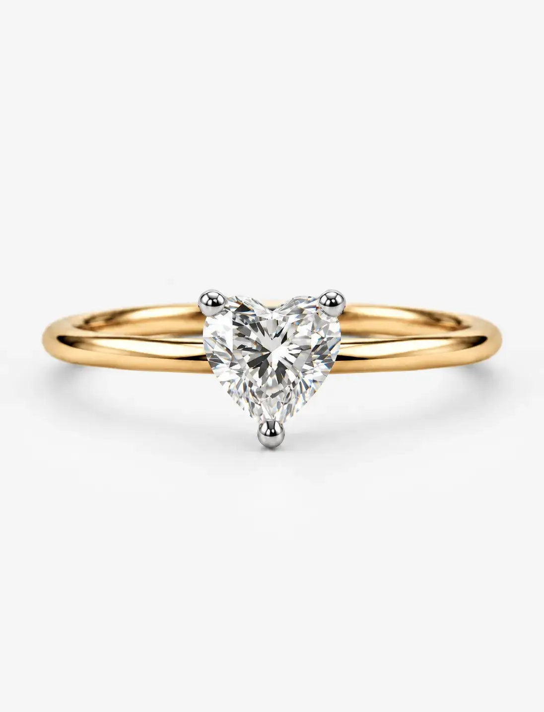 Lab Grown IGI Certified Classic Heart-Shaped Three-Prong Solitaire Engagement Ring in Gold & Platinum