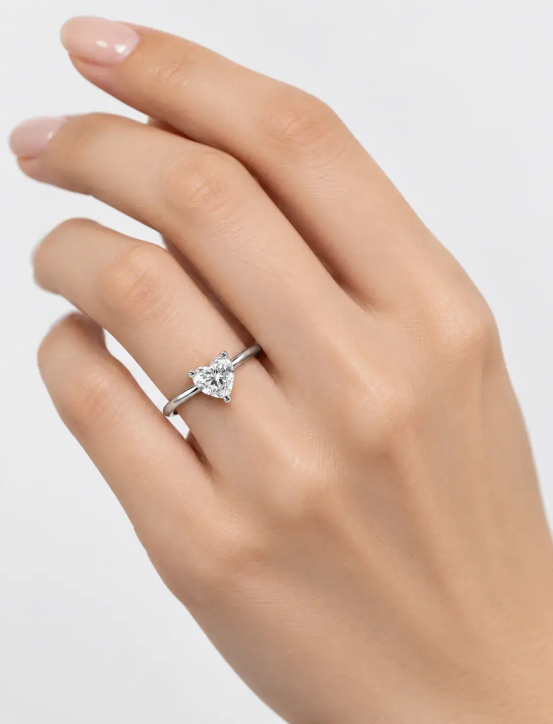Lab Grown IGI Certified Classic Heart-Shaped Three-Prong Solitaire Engagement Ring in Gold & Platinum