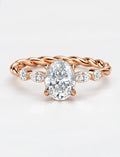 IGI Certified Lab Grown Versailles-Inspired Oval Solitaire Ring with Marquise & Round Diamond Side Stones in Gold & Platinum