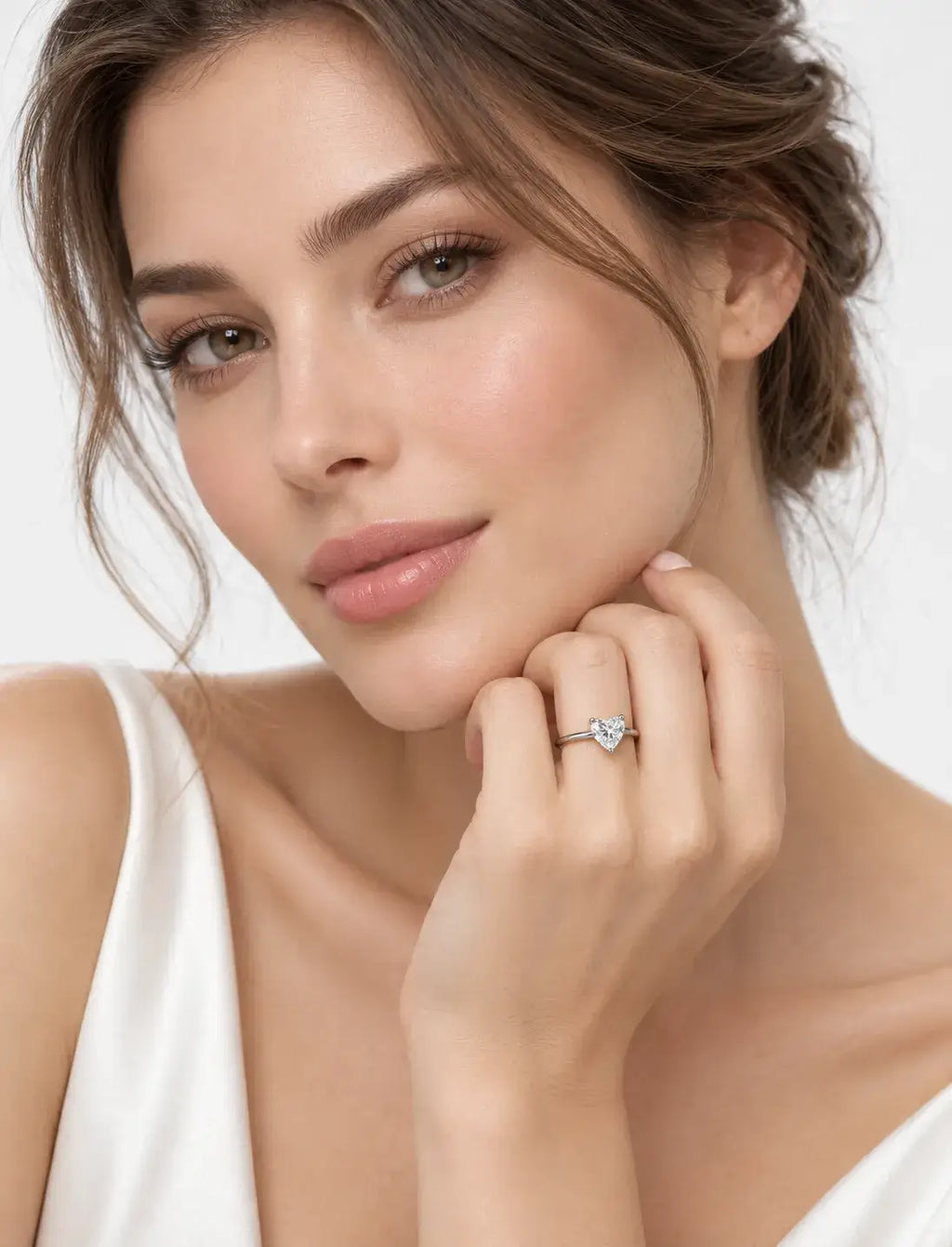 Lab Grown IGI Certified Classic Heart-Shaped Three-Prong Solitaire Engagement Ring in Gold & Platinum