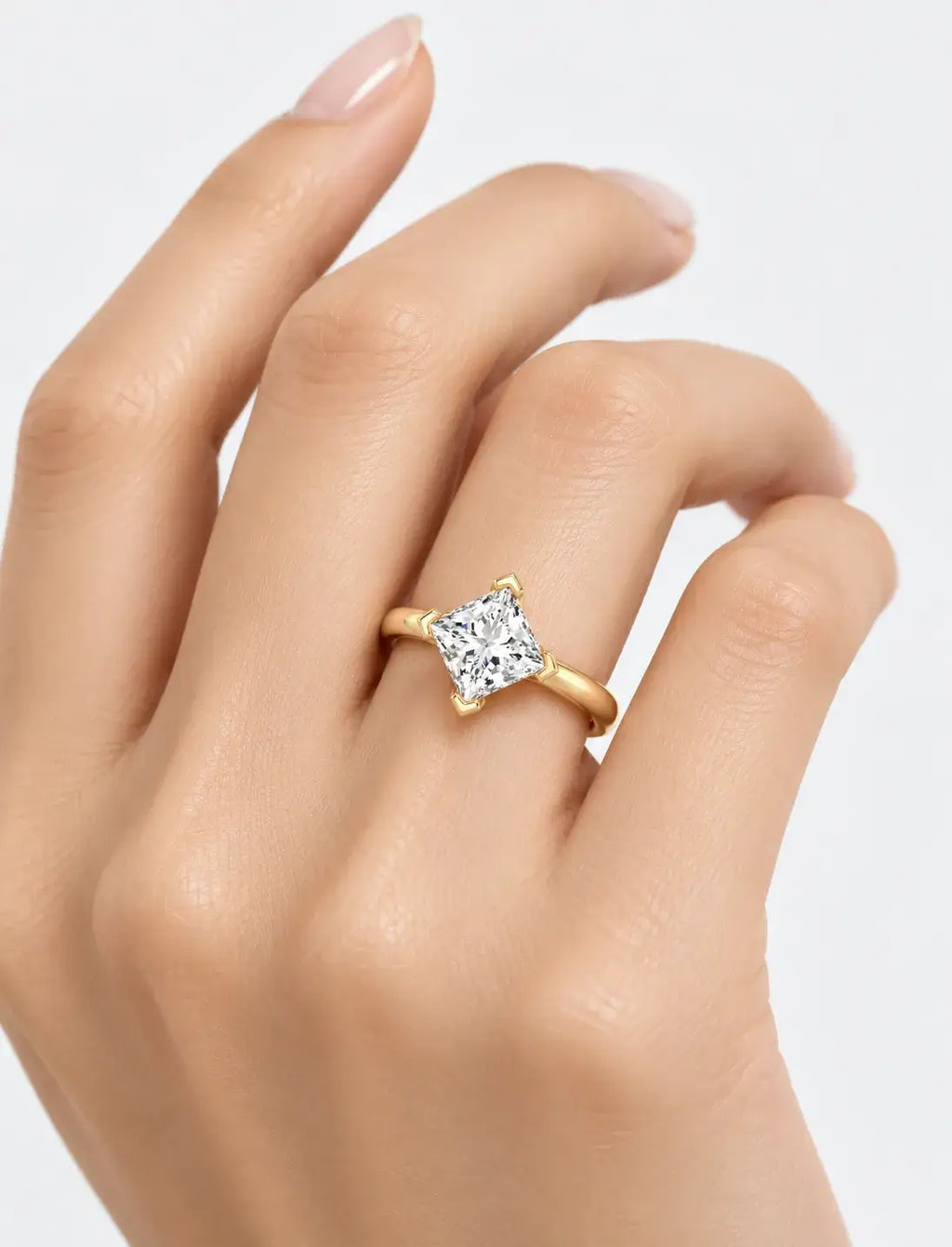 Lab-Grown IGI-Certified Seraphina Princess-Cut Solitaire Bypass Engagement Ring in Gold & Platinum