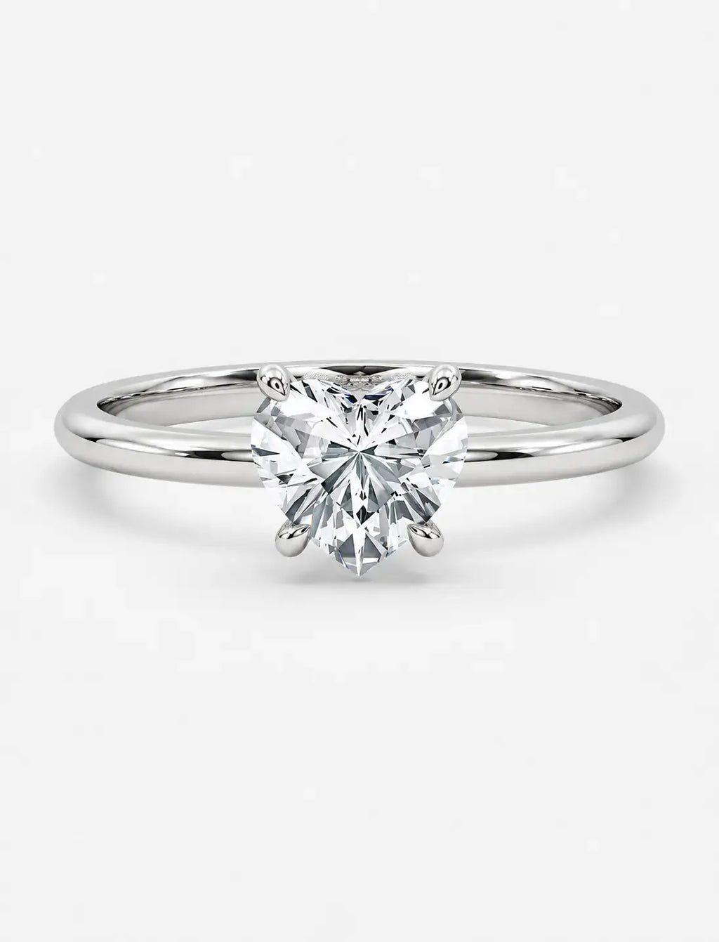 IGI Certified Lab Grown Classic Heart-Shaped Diamond Solitaire Engagement Ring in Gold & Platinum