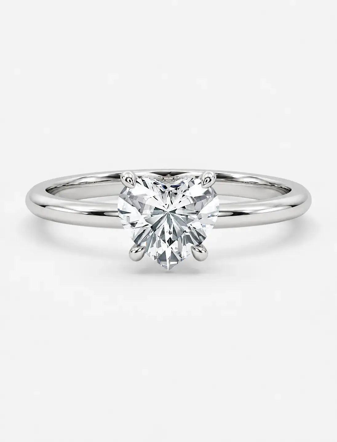 IGI Certified Lab Grown Classic Heart-Shaped Diamond Solitaire Engagement Ring in Gold & Platinum