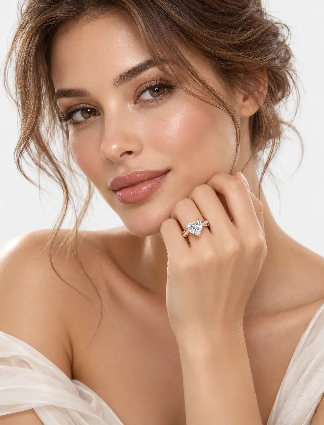 IGI Certified Lab Grown Heart-Shaped Petite Twisted Vine Engagement Ring in Gold & Platinum