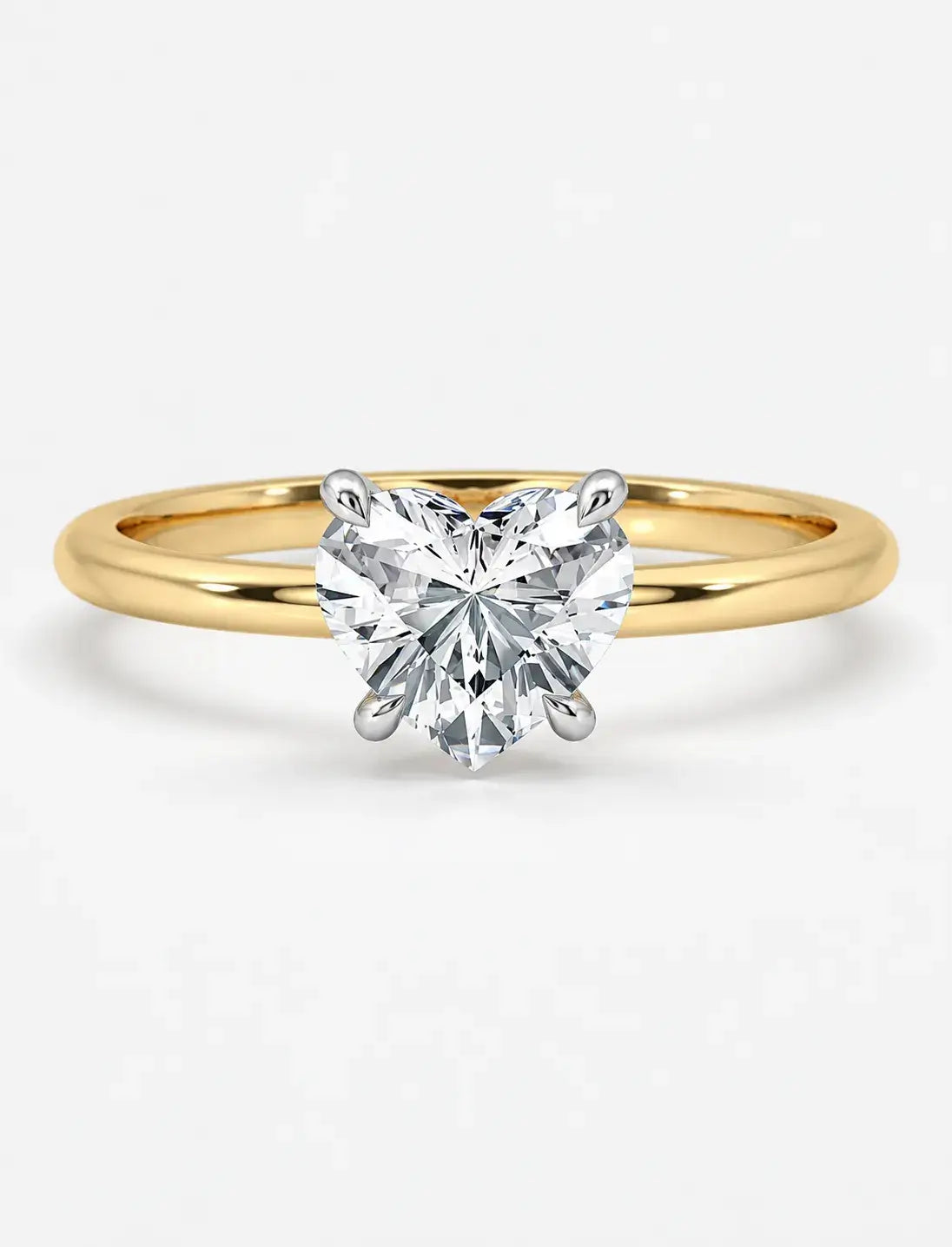 IGI Certified Lab Grown Classic Heart-Shaped Diamond Solitaire Engagement Ring in Gold & Platinum