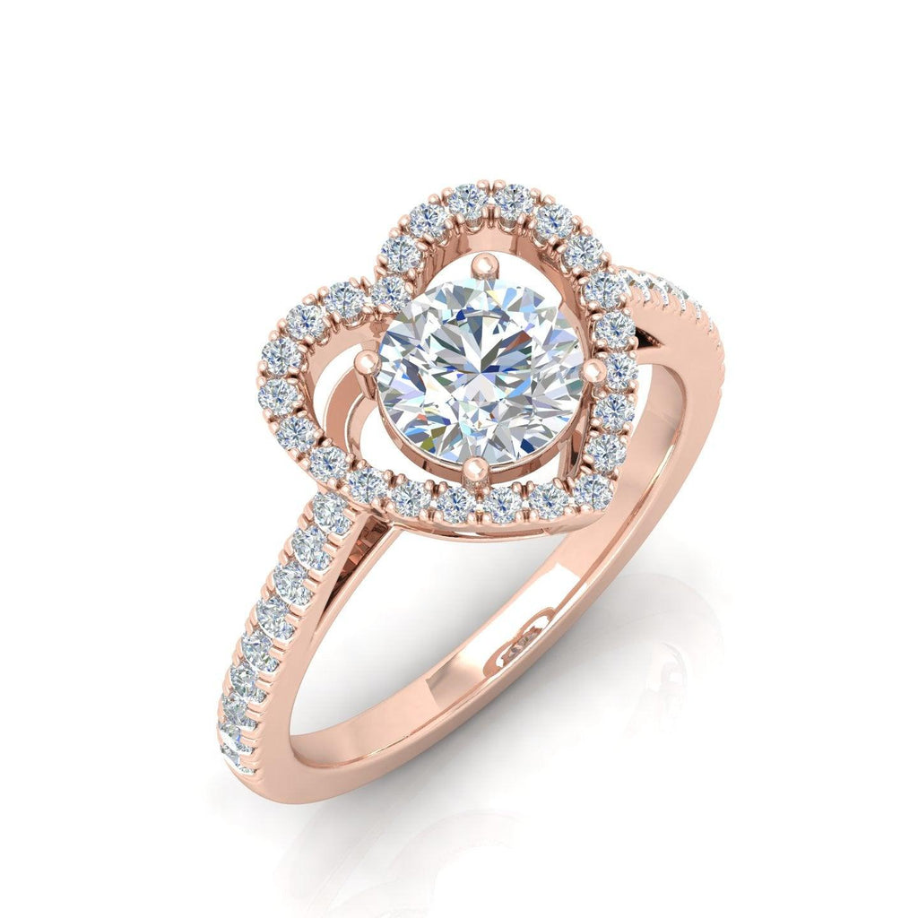 IGI Certified Round Diamond Heart Shape Halo Engagement Ring