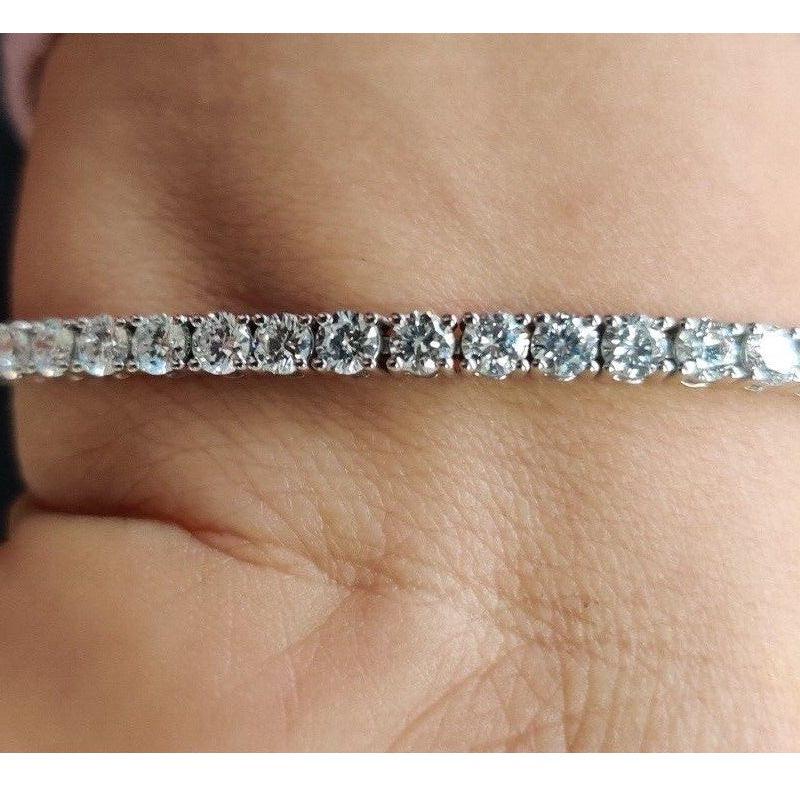 11.00ct Lab Diamond Tennis Anklet D/VVS Quality Set in 9k White Gold 10 inches
