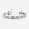 6.00ct Emerald Aquamarine & Diamond Tennis Bracelet - 9k White Gold