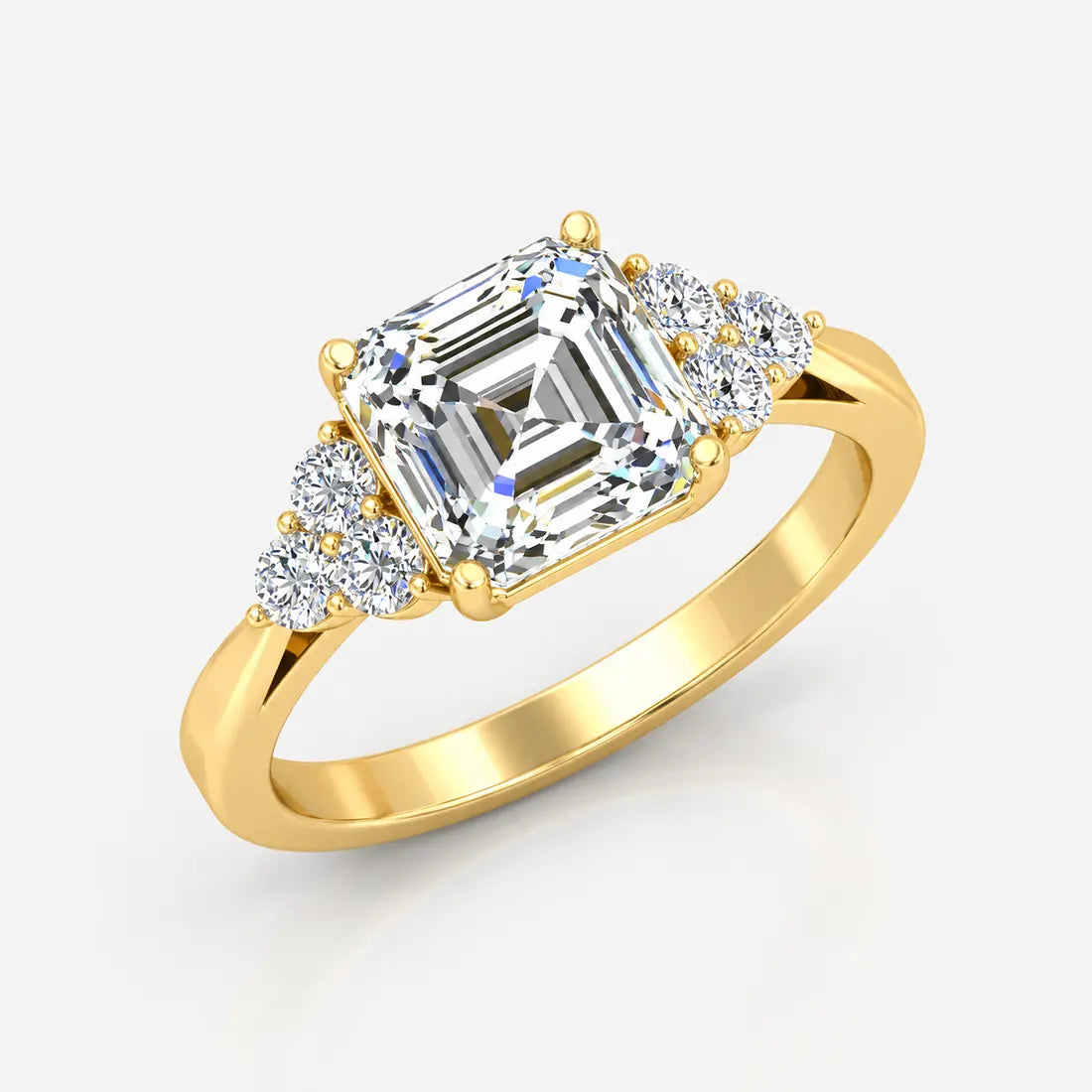IGI Certified Lab Grown Rosa Vintage Asscher Cut Diamond Engagement Ring in Gold & Platinum – 1–4Ct