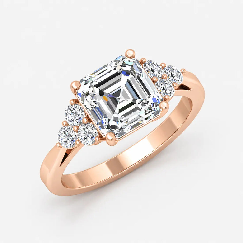 IGI Certified Lab Grown Rosa Vintage Asscher Cut Diamond Engagement Ring in Gold & Platinum – 1–4Ct