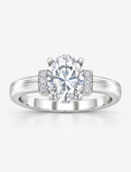 Oval-Cut Lab-Grown Diamond Engagement Ring with Accent Side Stones in Gold & Platinum | 1–5ct