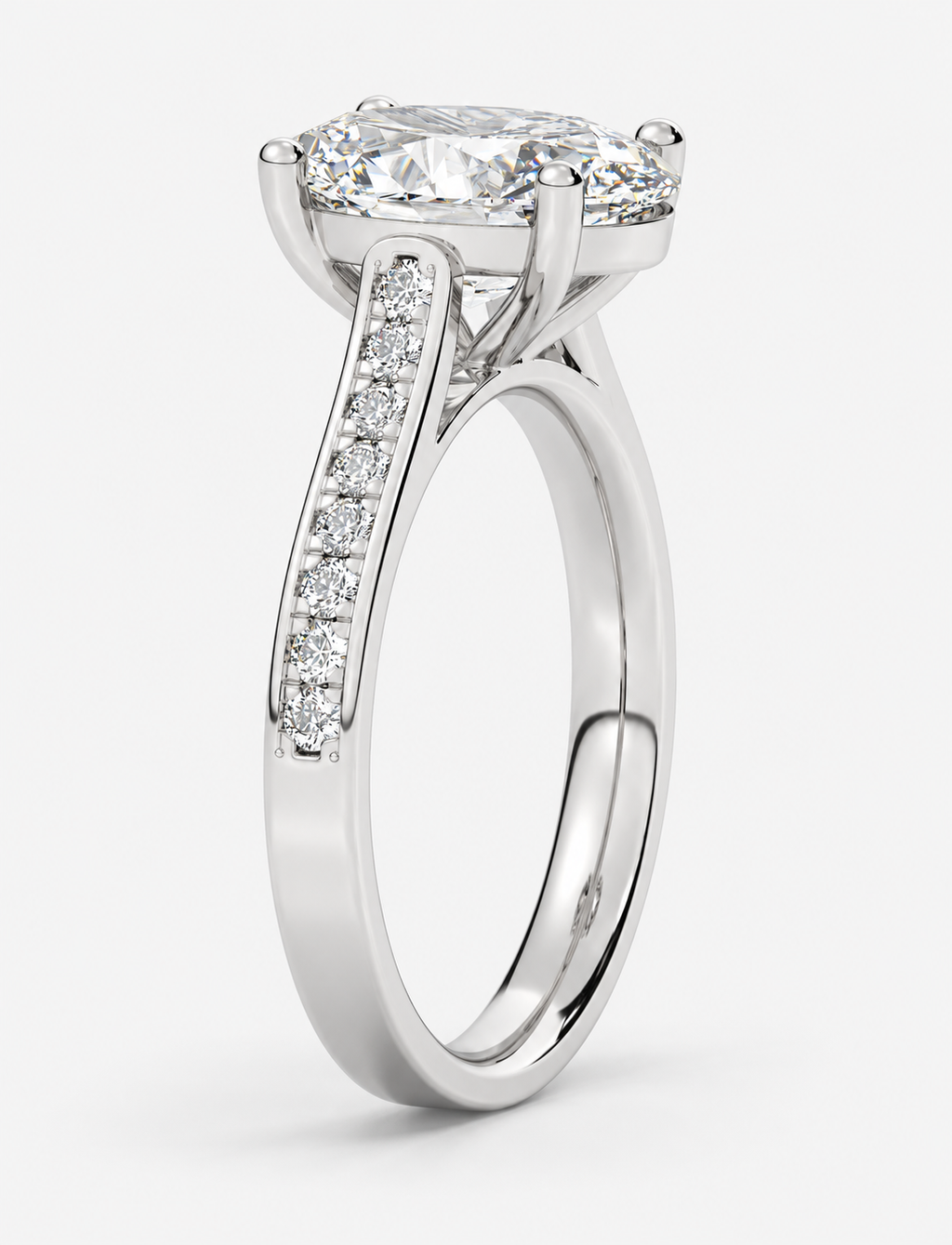 Oval Diamond Engagement Ring Platinum Labgrown 2.30 Ct Solitaire