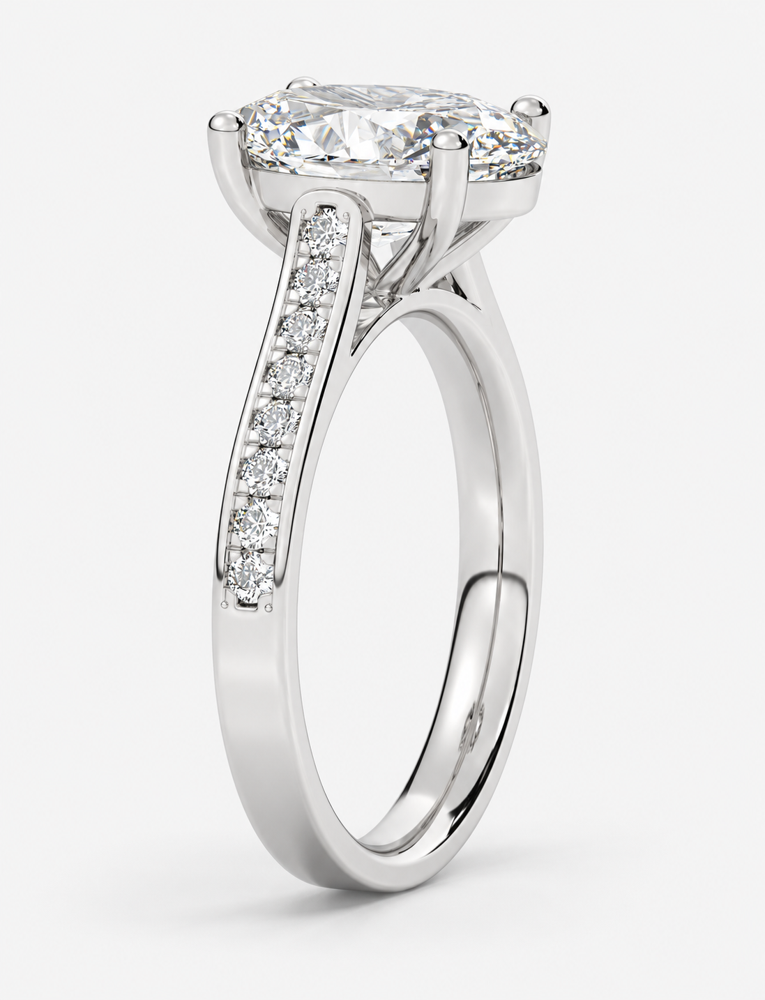 Oval Diamond Engagement Ring Platinum Labgrown 2.30 Ct Solitaire