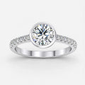 IGI Certified Lab Grown Round Diamond Bezel & Pavé Engagement Ring in Gold & Platinum - 1-5ct