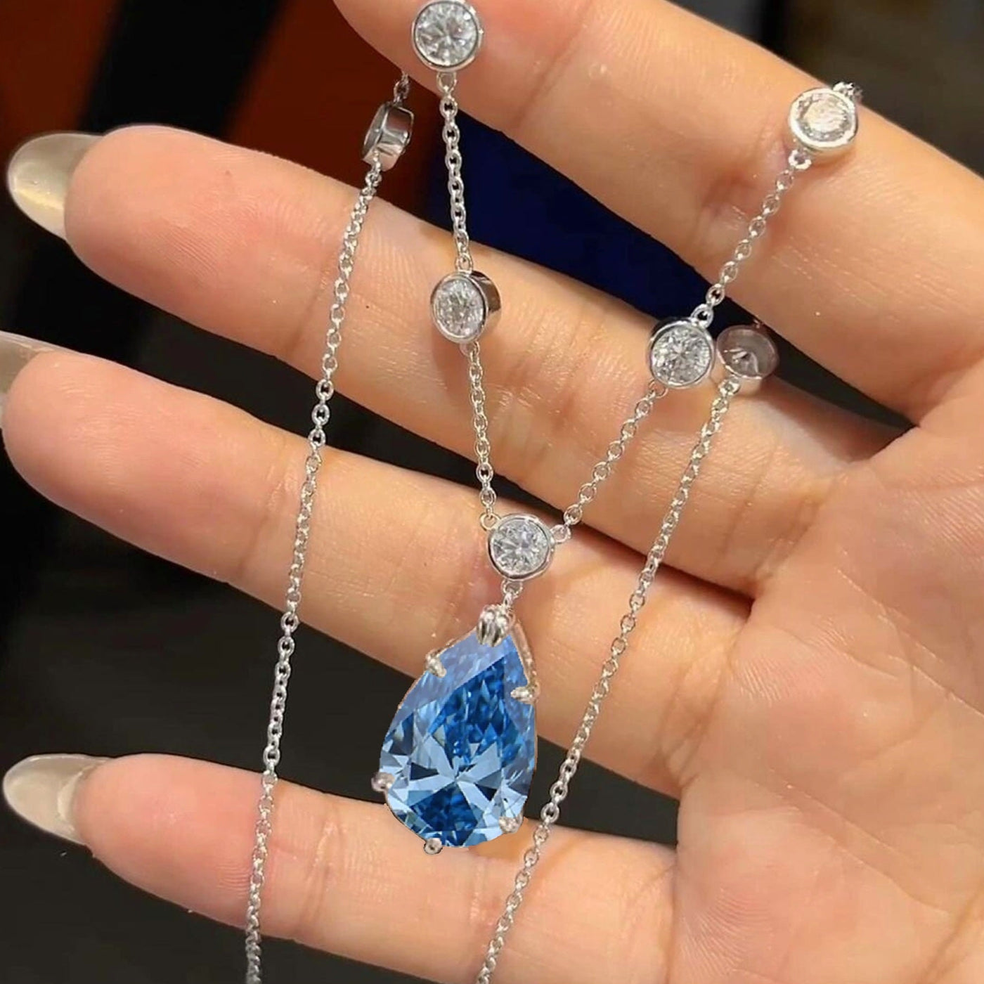 fancy blue lab grown diamond pendant necklace best deal near me hatton garden store