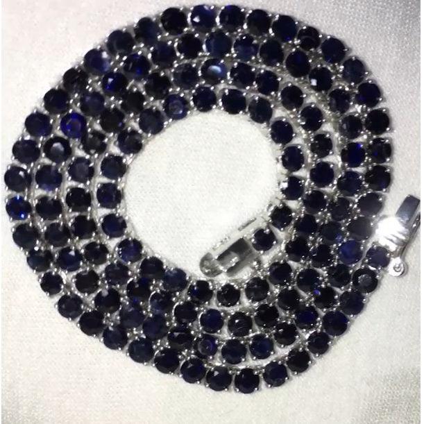 100% Natural Diamond Cut Sapphire Tennis Necklace & Bracelet- 25Ct+10Ct