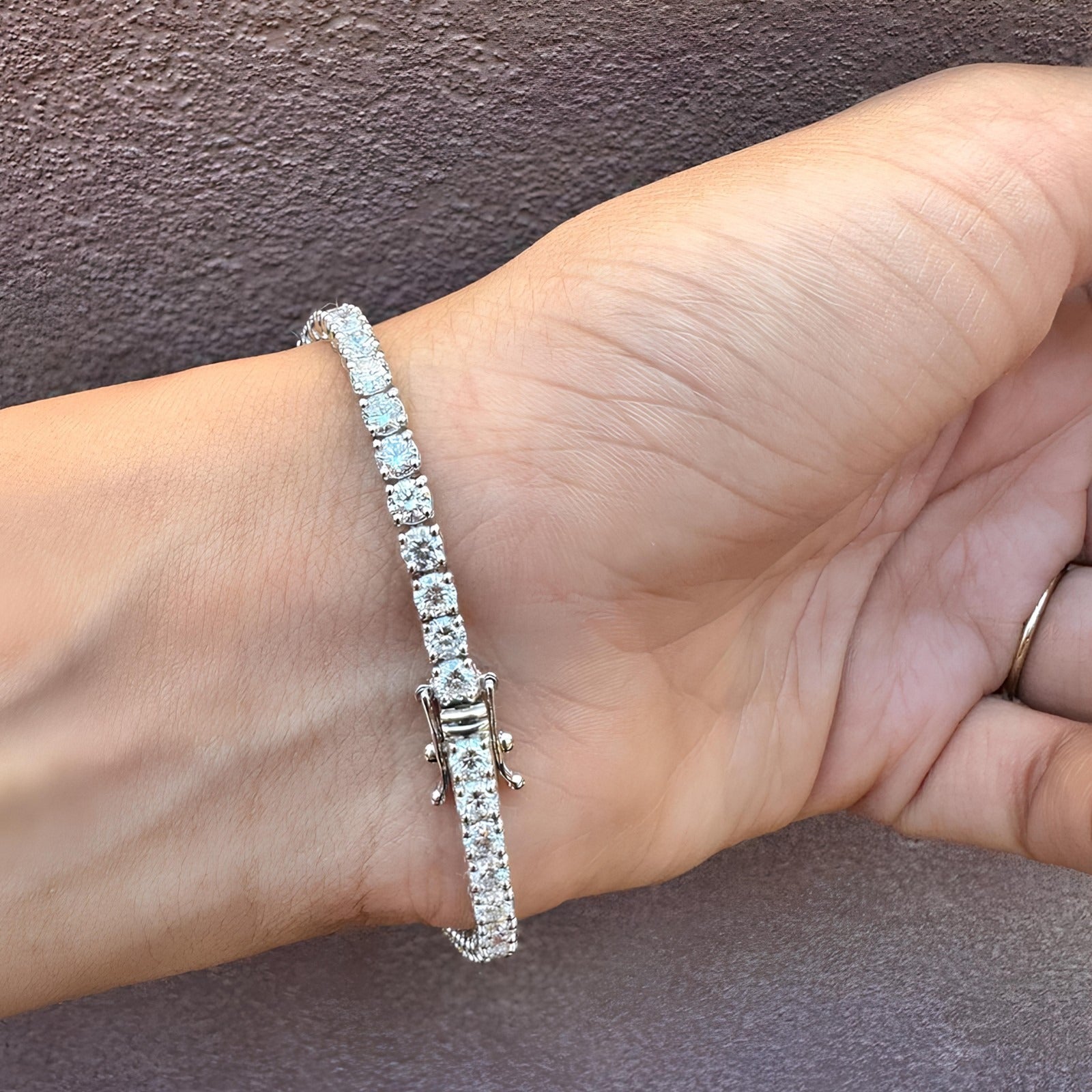 Ready To Ship 8.50Ct Lab Grown Diamond Tennis Bracelet Rose Gold UK Hallmarked