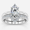 IGI Certified Lab Grown Marquise Side Diamond Engagement Ring with Matching Band in Platinum & Gold - 1-5ct