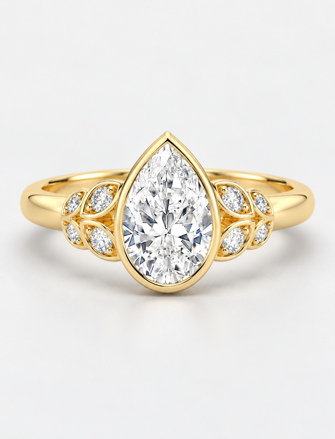 Pear Diamond Engagement Ring 18k Yellow Gold Labgrown 1.10 Ct Solitaire