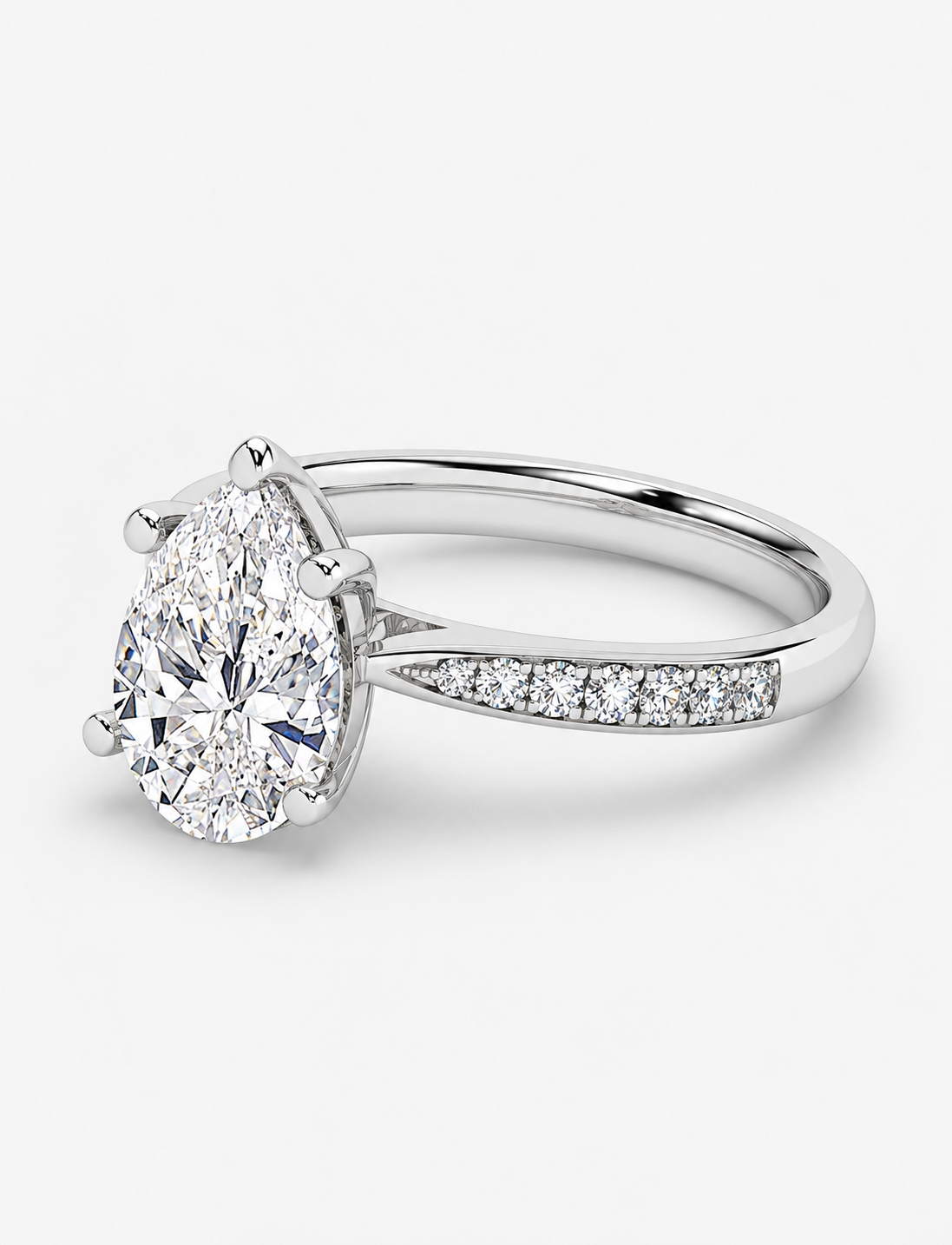 Pear Diamond Engagement Ring Platinum Labgrown 3.25 Ct Solitaire