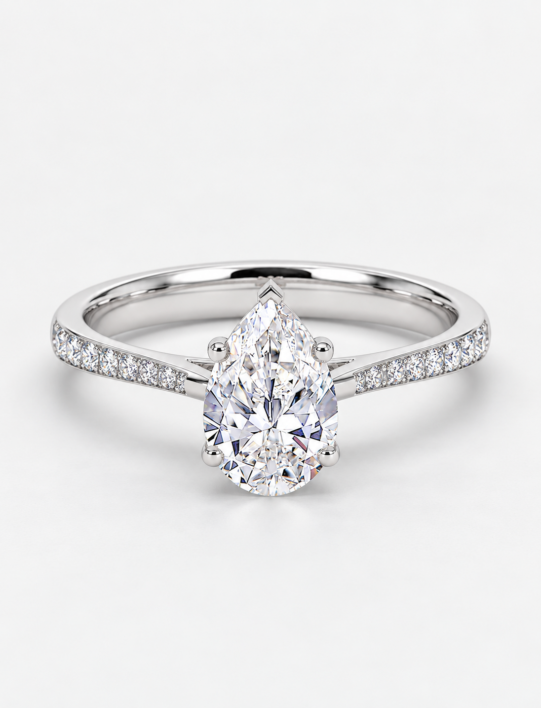 Pear Diamond Engagement Ring Platinum Labgrown 2.10 Ct Solitaire