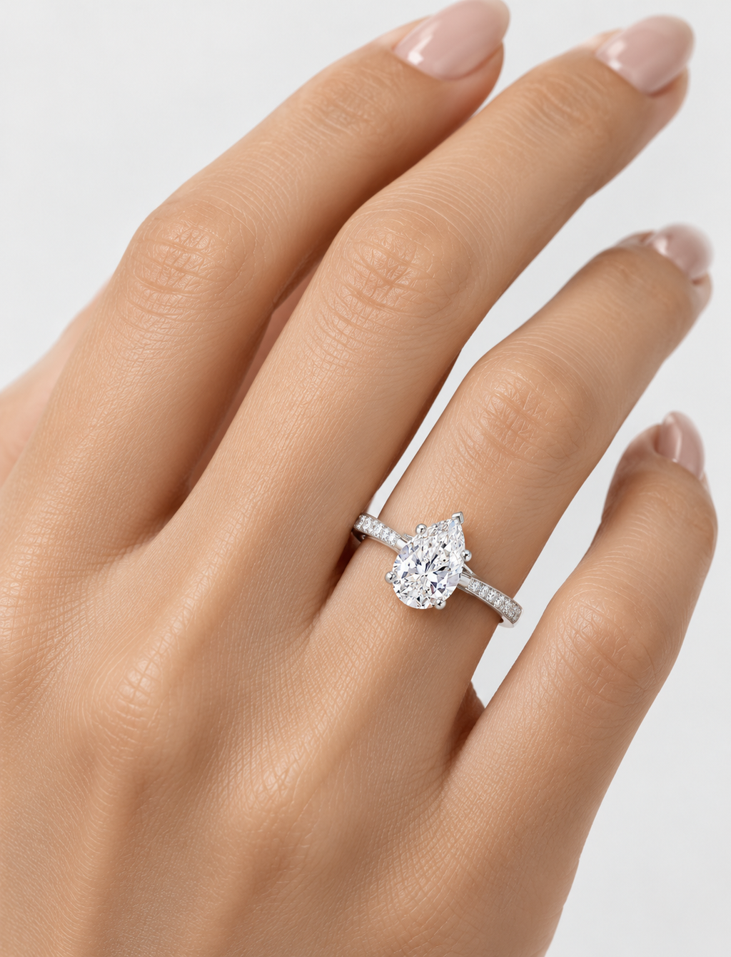 Pear Diamond Engagement Ring Platinum Labgrown 2.10 Ct Solitaire