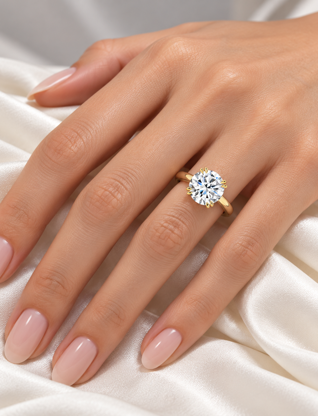 Round Diamond Engagement Ring 18k Yellow Gold Labgrown 3 Ct Solitaire