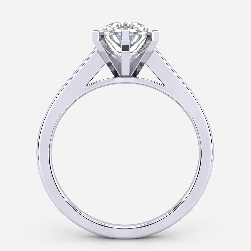IGI Certified Marquise Cut & Round Side Diamond Channel Set Engagement Ring in Platinum & Gold