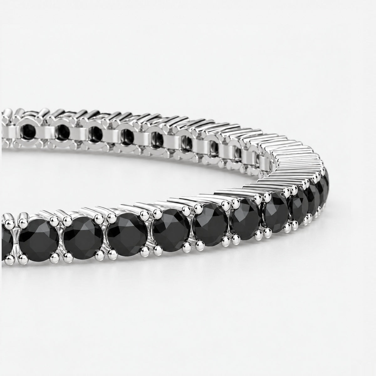 7.50ct Round Black Diamond Tennis Bracelet - Gold (Angle View 2)