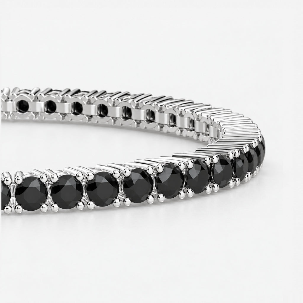 10 Ct Round Black Diamond Tennis Bracelet in Gold