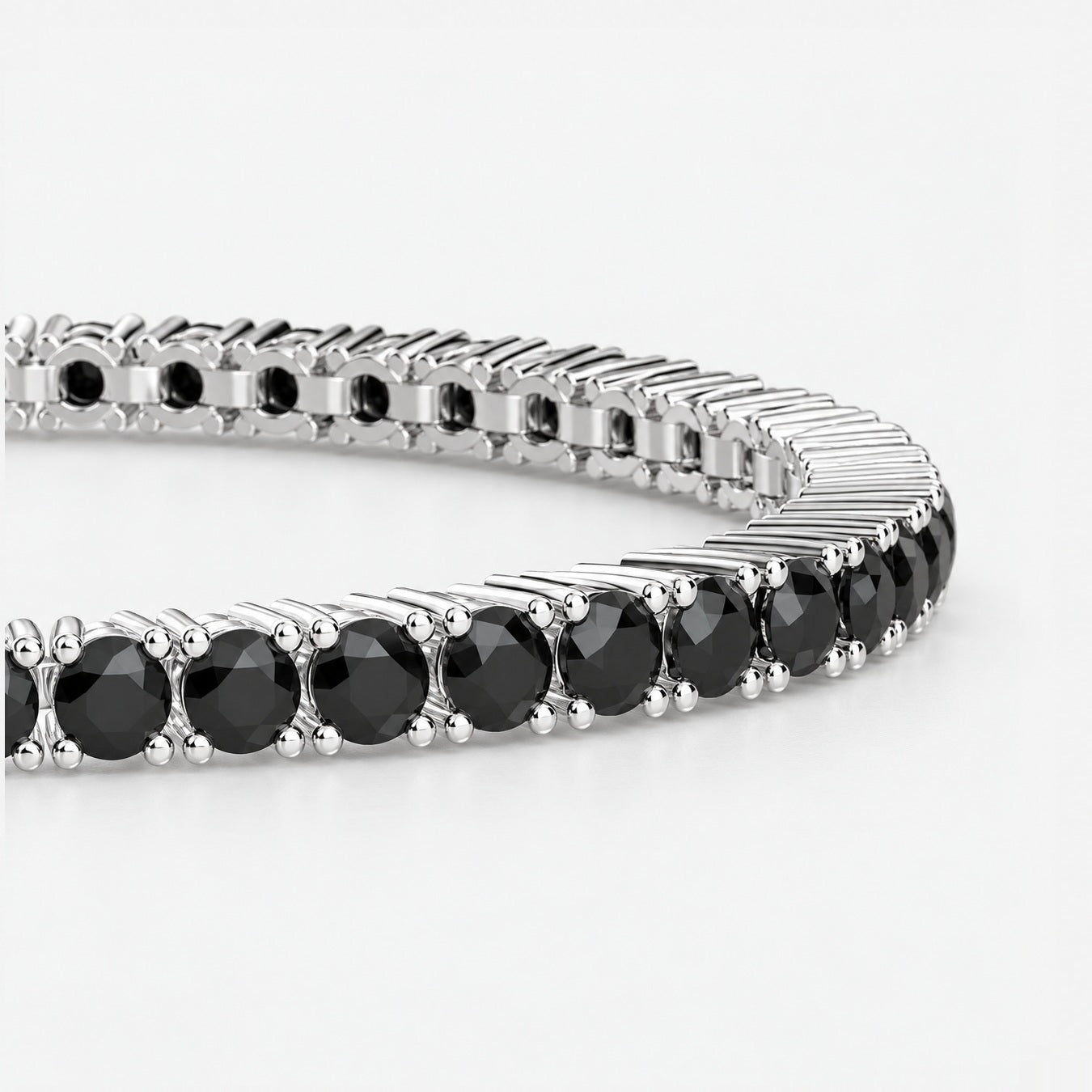10 Ct Round Black Diamond Tennis Bracelet in Gold