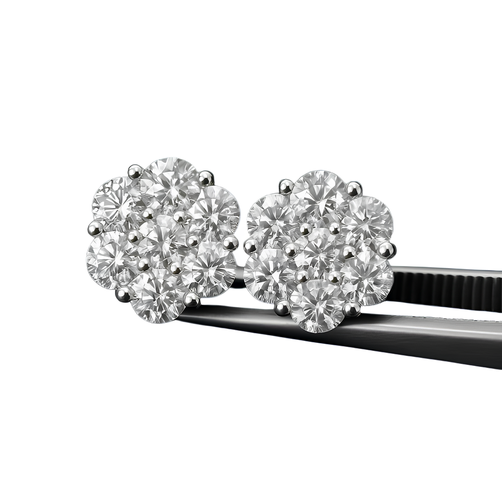 4.60Ct D/VS Lab Diamond Cluster Earrings in White Gold