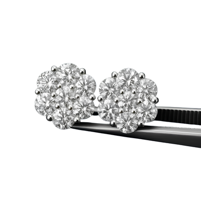 4.60Ct D/VS Lab Diamond Cluster Earrings in White Gold