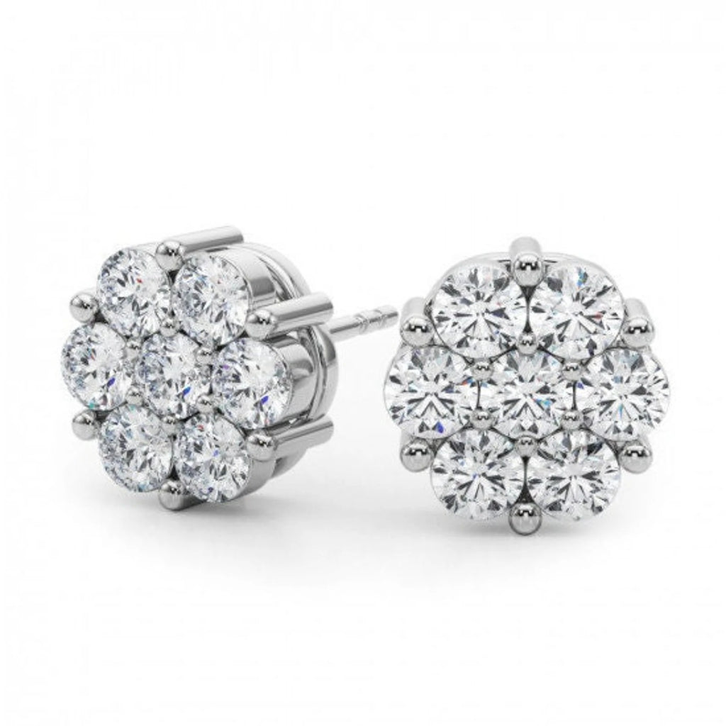 4.60Ct D/VS Lab Diamond Cluster Earrings in White Gold