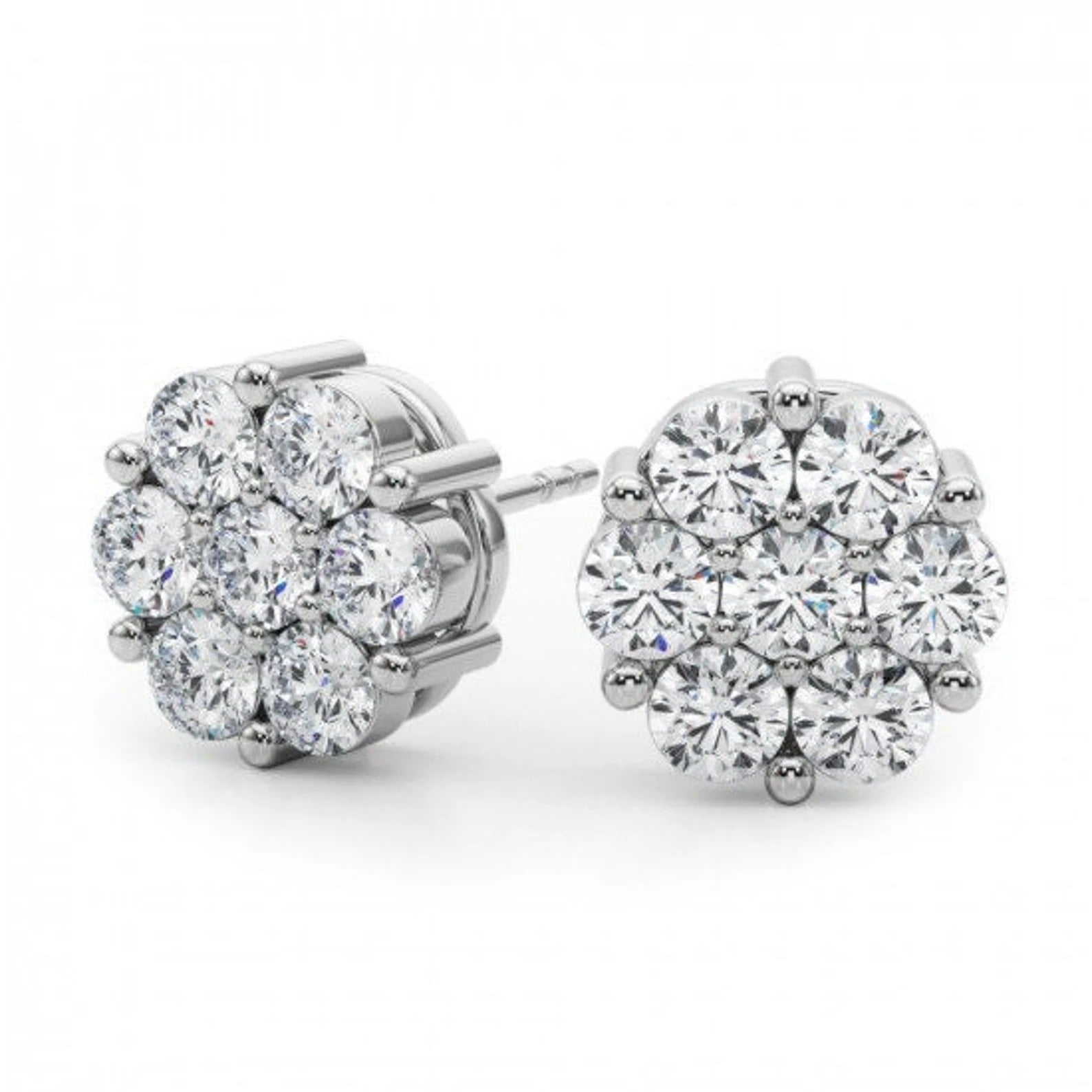 4.60Ct D/VS Lab Diamond Cluster Earrings in White Gold